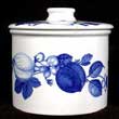 Portmeirion Harvest Blue Lidded SUGAR BOWL Drum Shape - Nice!