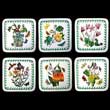 Portmeirion Botanic Garden Coaster Set ORIGINAL OATMEAL FLOWERS