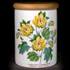 Cotton Flower 5.5 Inch Canister With Wood Lid