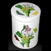 Tall Ceramic Lidded Canister With Both Full And Very Rare Cut Off Flower