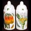 Orchid Salt And Pepper Set With Rare Cut Off Flower And Rare Cut Off Orange Cactus